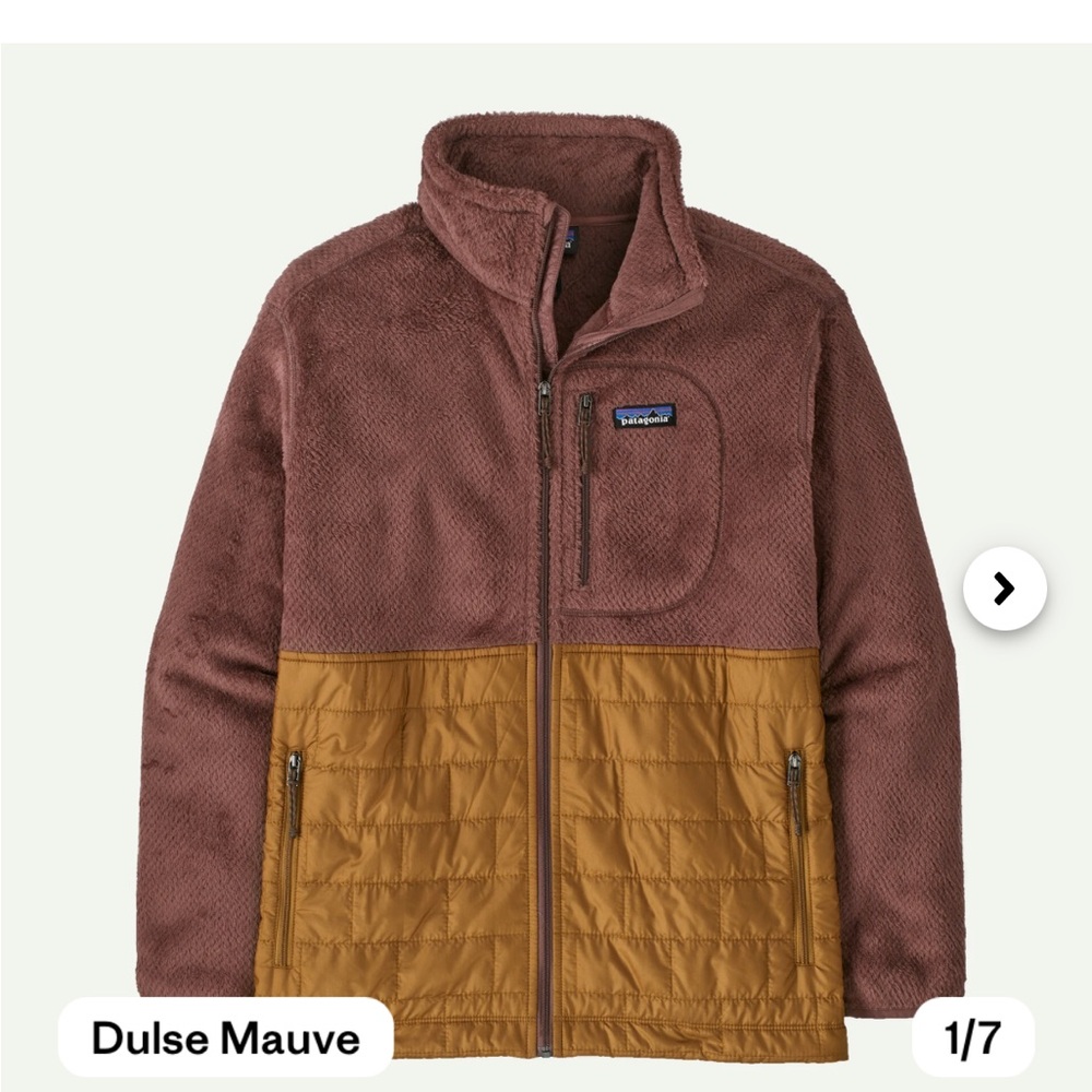 Patagonia Women's Hybrid Fleece Jacket in Mauve and Mustard